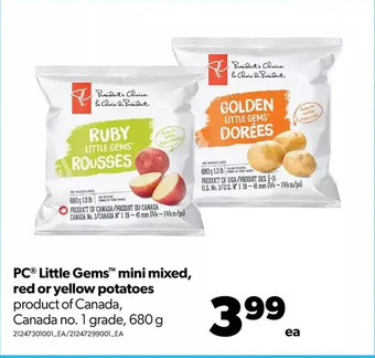 Real Canadian Superstore Pc little gems mini mixed, red or yellow potatoes offer