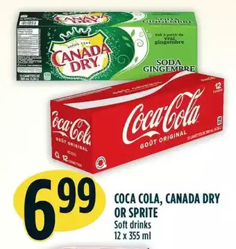 Marché Adonis Coca cola, canada dry or sprite soft drinks offer