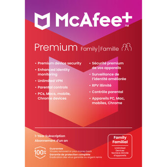 Best Buy Mcafee+ premium family (pc/mac/ios/android) - unlimited devices - 1 year offer
