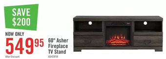 The Brick Asher 60" tv stand with log fireplace offer