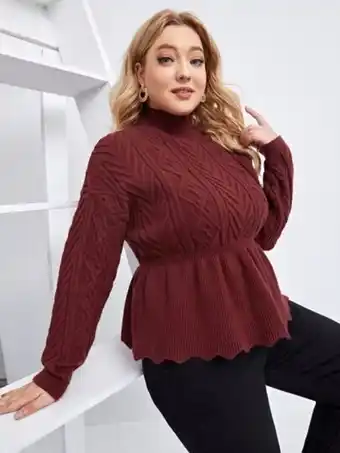 SheIn Shein plus drop shoulder peplum sweater offer