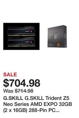 Newegg G.skill trident z5 neo series amd expo 32gb (2 x 16gb) 288-pin pc ram ddr5 5600 (pc5 44800) desktop memory model f5-5600j2834 offer