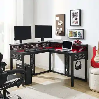 Best Buy Alpha l-shaped 54"w gaming desk - black offer