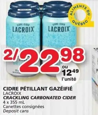 IGA La Croix Crackling Carbonated Cider 4 x 355 ml offer