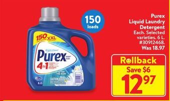 Walmart Purex liquid laundry detergent offer