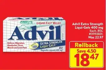 Walmart Advil extra strength liqui-gels 400 mg offer