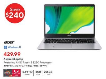 Staples Acer aspire 3 laptop offer