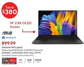 Staples Asus zenbook 14x laptop offer