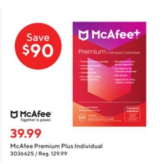 Staples Mcafee premium plus individual offer