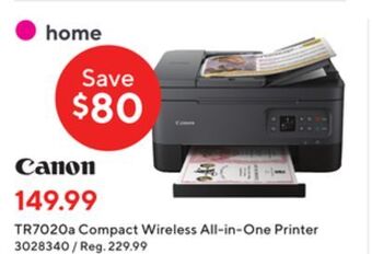 Staples Canon tr7020a compact wireless all in one printer offer