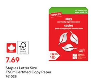 Staples Staples letter size fsc® certified copy paper offer