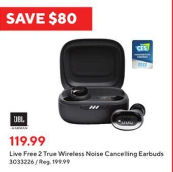 Staples Jbl live free 2 true wireless noise cancelling earbuds offer