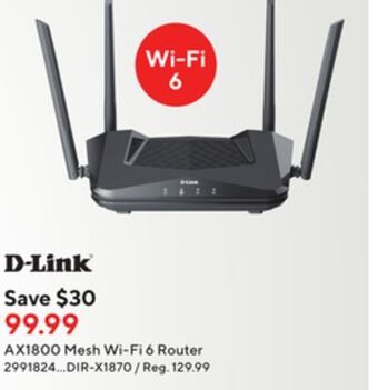 Staples D-link® wireless ax1800 mesh wi-fi 6 router - dir-x1870 offer