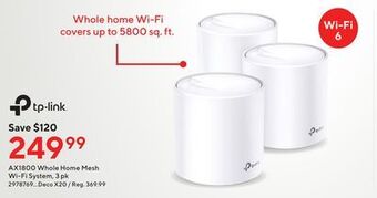 Staples Tp-link ax1800 whole home mesh wi-fi system, 3pk offer