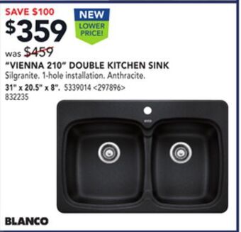 Lowe's Blanco "vienna 210" double kitchen sink 31" x 20.5" x 8" offer