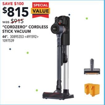 Lowe's "cordzero" cordless stick vacuum 44" offer