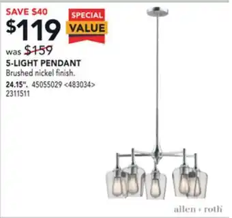 Lowe's Allen + roth 5-light pendant 24.15" offer