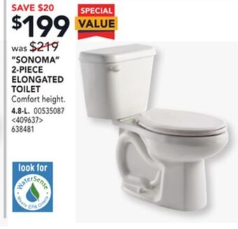Lowe's American standard "sonoma" 2-piece elongated toilet offer