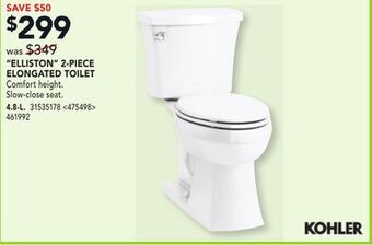 Lowe's Kohler "elliston" 2-piece elongated toilet offer