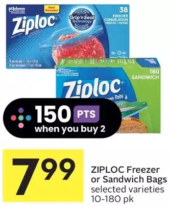 Foodland Ziploc freezer or sandwich bags offer