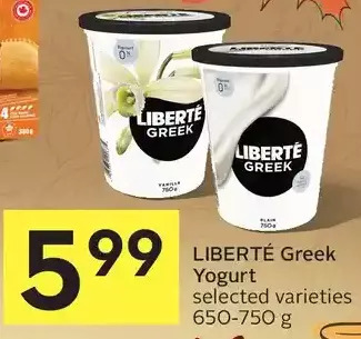 Foodland Liberté greek yogurt offer