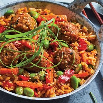 M & M Food Market Korean style meatless balls and veggie bowl offer