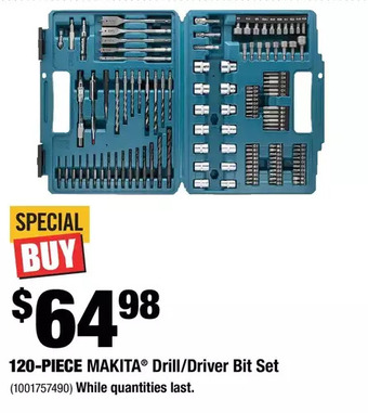 Home Depot 120-piece makita drill/driver bit set offer