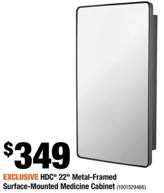 Home Depot Hdc 22" metal-framed surface-mounted medicine cabinet offer