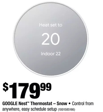 Home Depot Google nest thermostat - snow offer