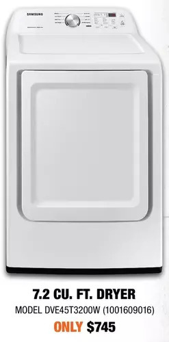 Home Depot Samsung 7.2 cu. ft. dryer offer