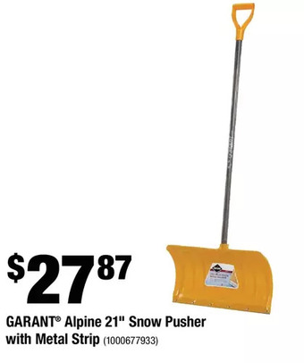 Home Depot Garant alpine 21" snow pusher with metal strip offer
