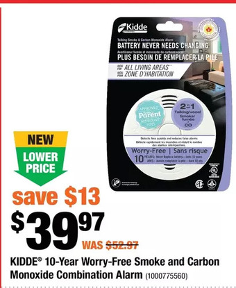 Home Depot Kidde 10-year worry-free smoke and carbon monoxide combination alarm offer