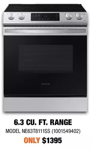 Home Depot Samsung 6.3 cu. ft. range offer