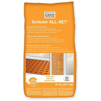 Home Depot Schluter all-set modified white thin-set mortar offer