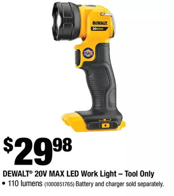 Home Depot Dewalt 20v max led work light - tool only offer