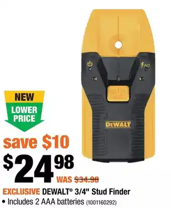 Home Depot Dewalt 3/4" stud finder offer