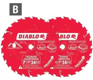 Home Depot Diablo 2-pack 7-1/4" framing and construction blades offer