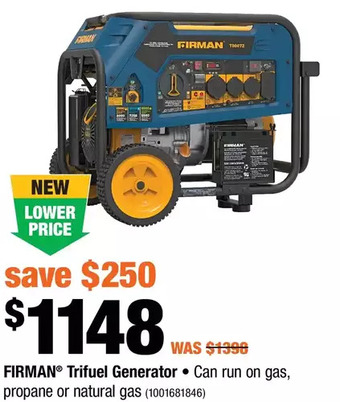 Home Depot Firman trifuel generator offer