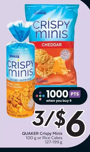 Sobeys Quaker crispy minis or rice cakes offer
