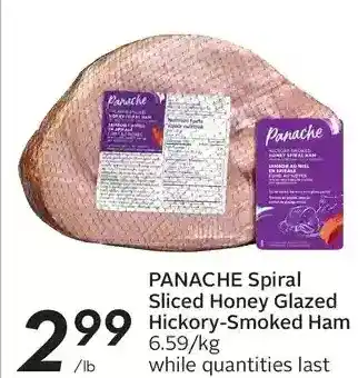 Sobeys Panache spiral sliced honey glazed hickory-smoked ham offer