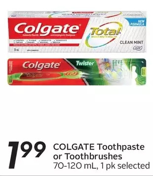Sobeys Colgate toothpaste or toothbrushes offer