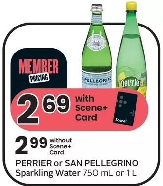 Sobeys Perrier or san pellegrino sparkling water offer