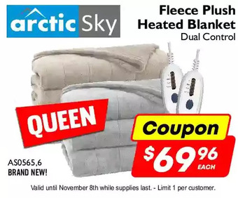 Factory Direct Arctic sky fleece plush heated blanket offer