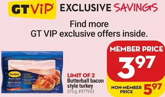 Giant Tiger Butterball bacon style turkey offer