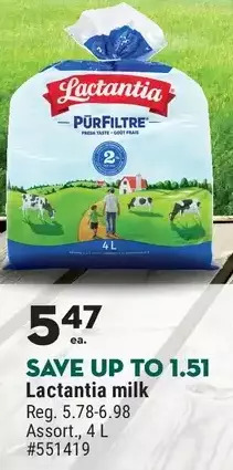 Giant Tiger Lactantia milk offer
