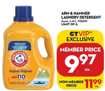 Giant Tiger Arm & hammer laundry detergent offer