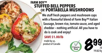 Farm Boy Farm boy stuffed bell peppers or portabella mushrooms offer