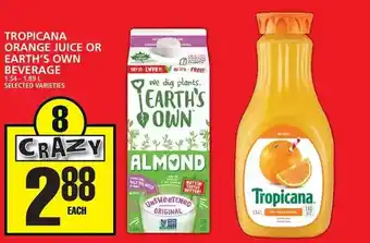 Food Basics Tropicana orange juice or earth's own beverage offer