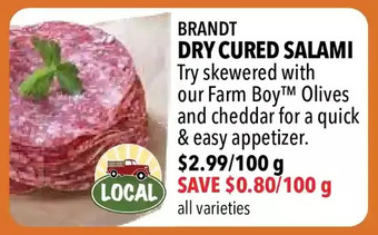 Farm Boy Brandt dry cured salami offer