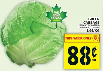 Food Basics Green cabbage offer